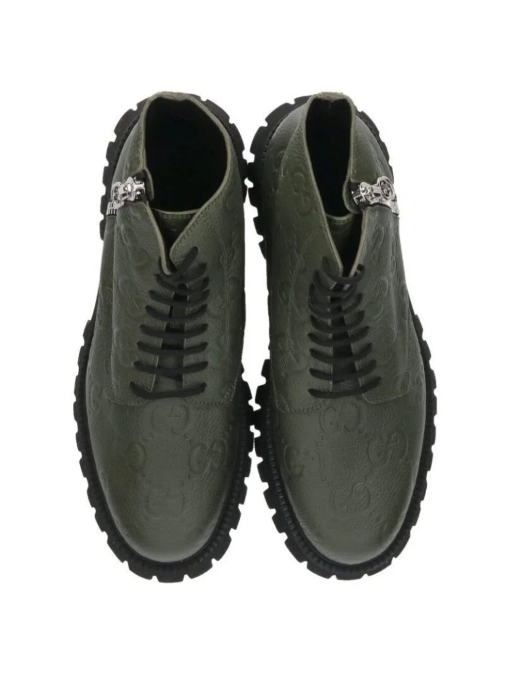Gucci GG Embossed Side Zip Leather Boots 11.5 - Picture 4 of 5